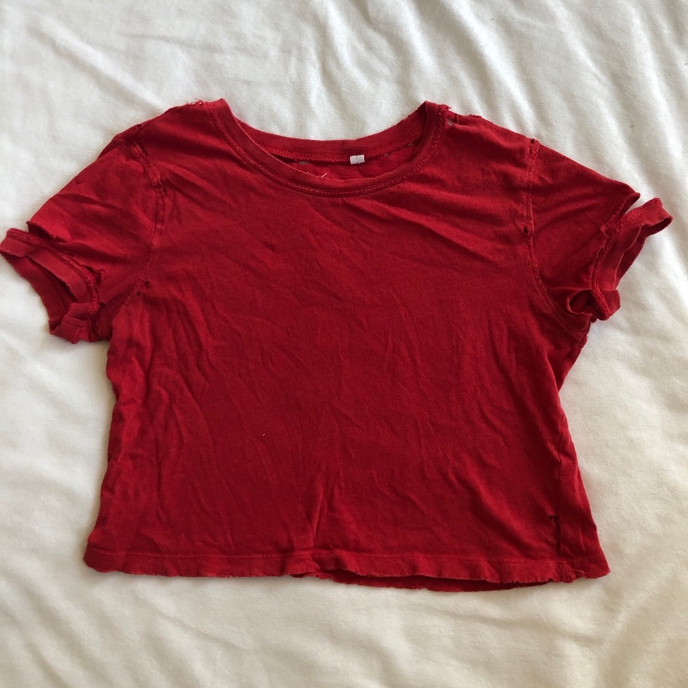 Pacsun red distressed crop top
